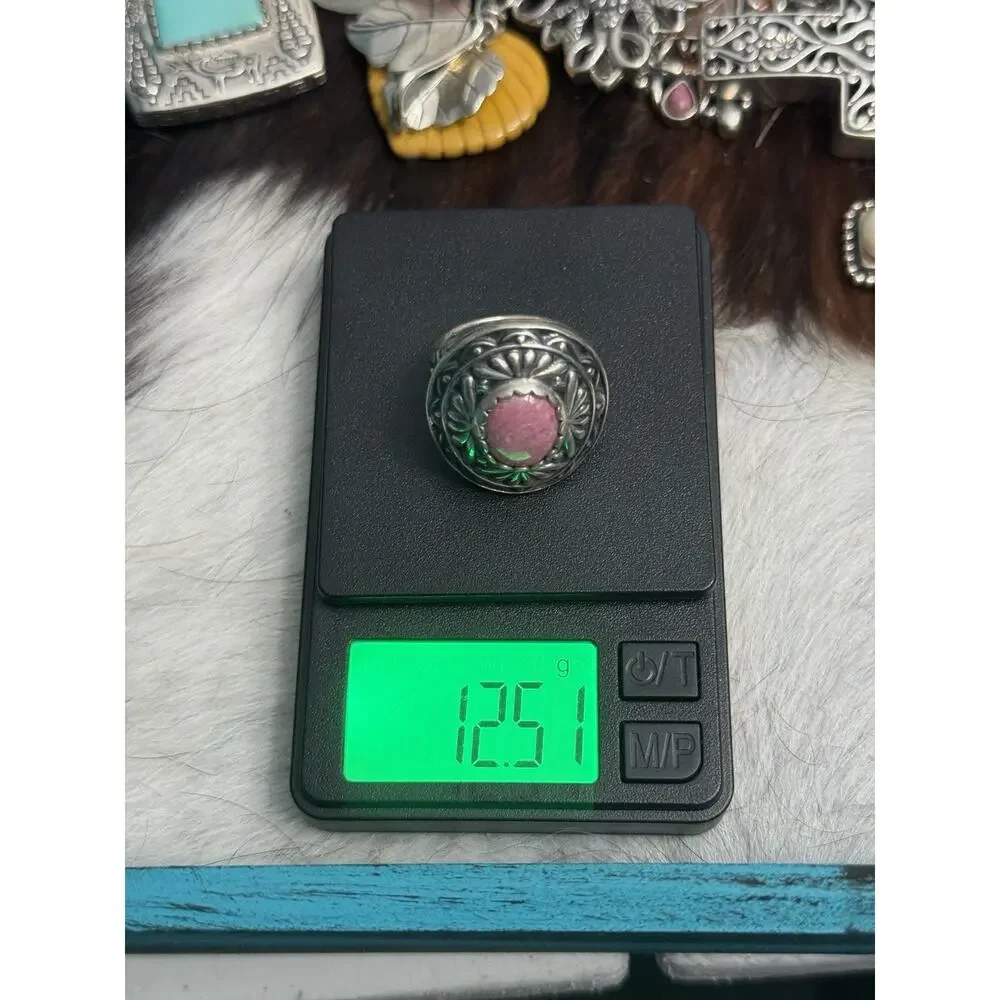Carolyn Pollack Relios Sterling Silver Pink Rhodochrosite Concho Dome Ring 7